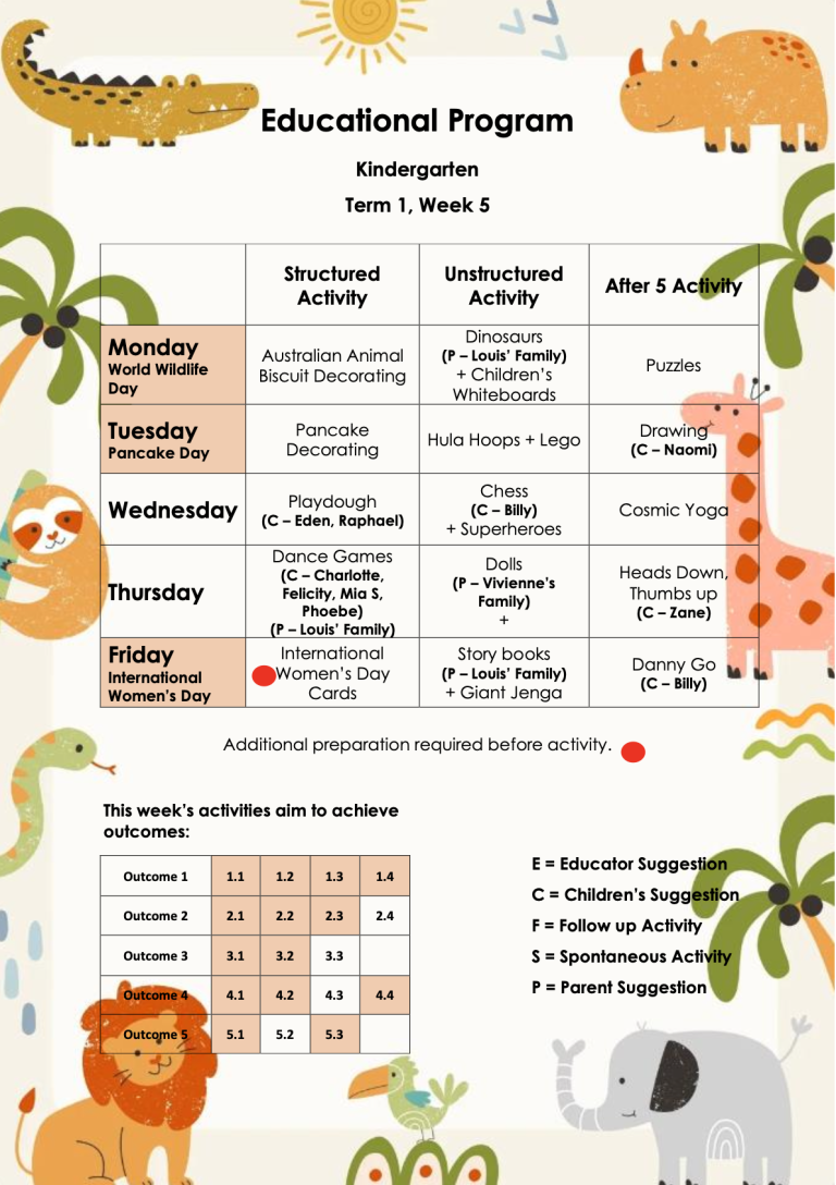 Kindergarten Example Program